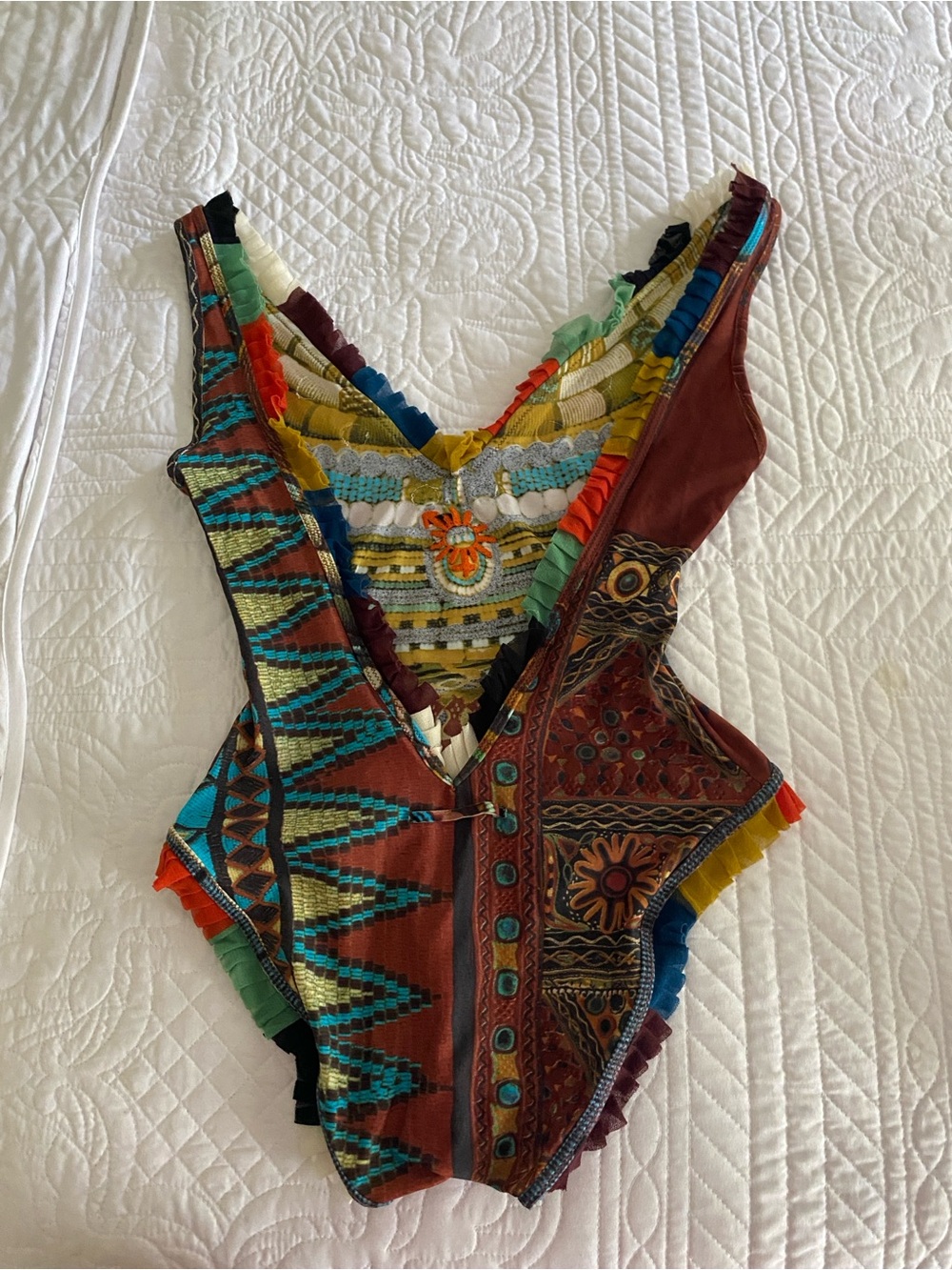 Jean Paul Gaultier Brown Multi-Color Patterned One-Piece Swimsuit - Picture 6 of 14